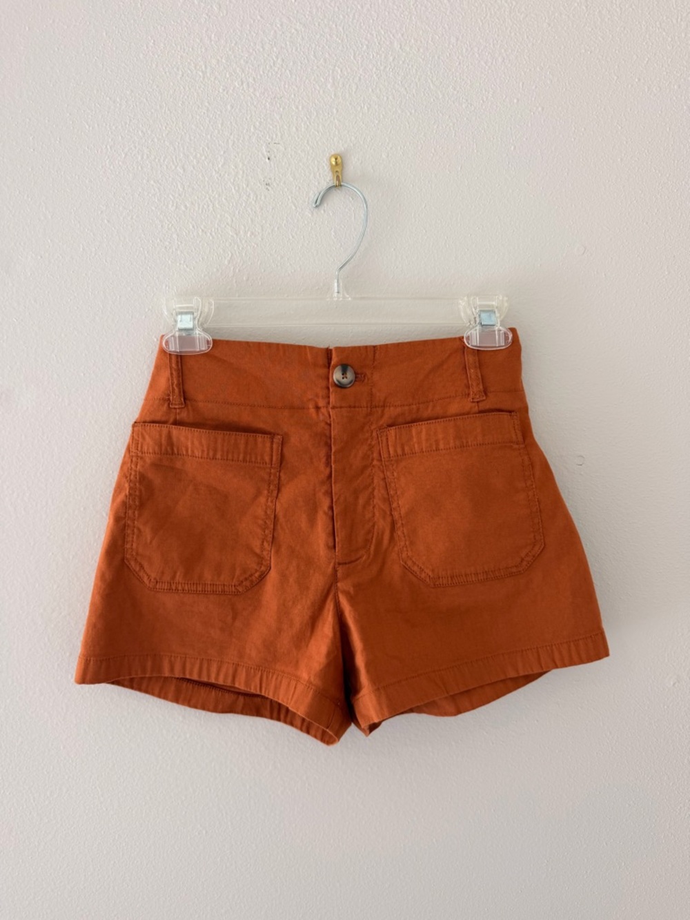 Anthropologie High-Rise Brick Orange Cotton Shorts